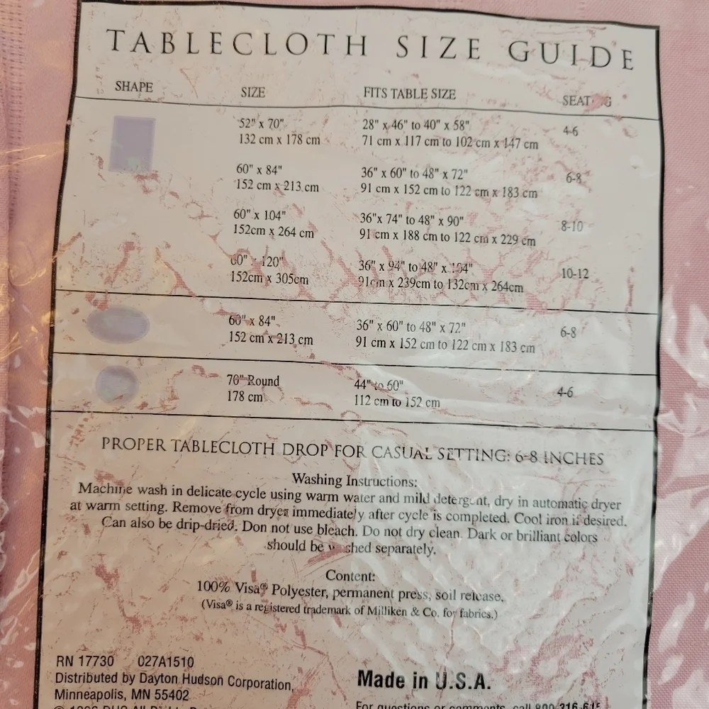 Pink tablecloth oblong